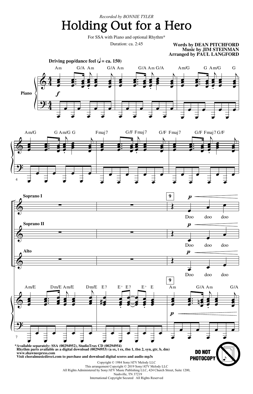 Holding Out For A Hero (from Footloose) (arr. Paul Langford) By Bonnie Tyler Free Sheet Music