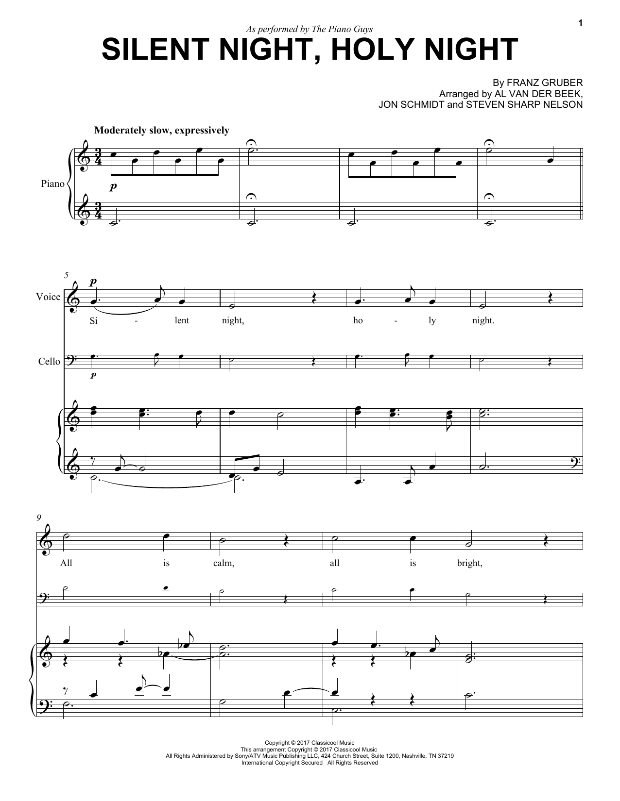 Holy Night, Silent Night By Ruth Elaine Schram Free Sheet Music