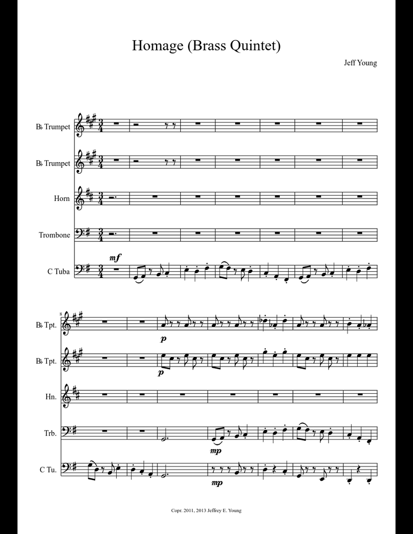 Homage To Bruckner By Jon Deak Free Sheet Music