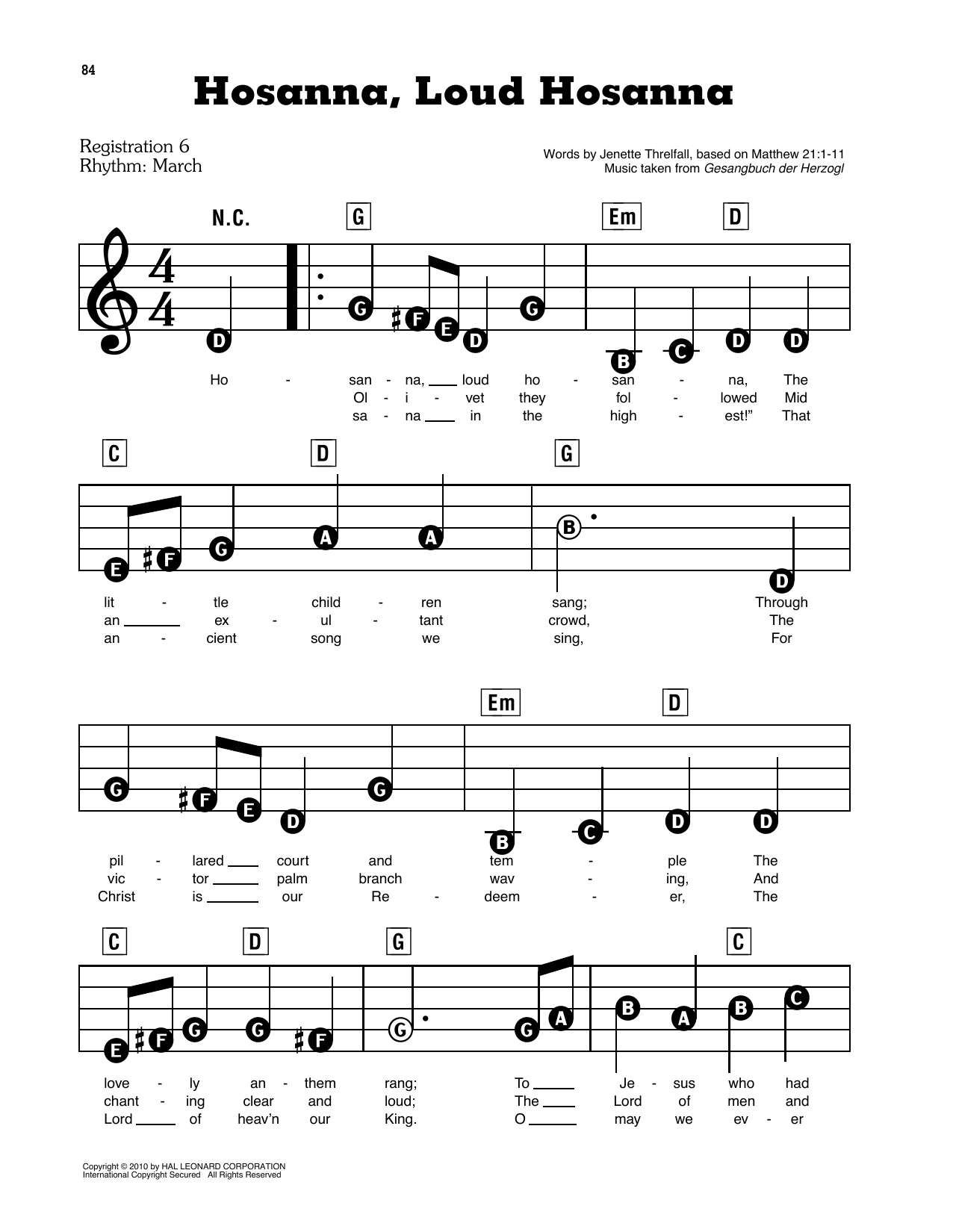 Hosanna, Hosanna! By Gilbert M. Martin Free Sheet Music