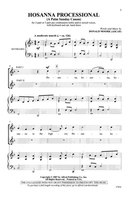 Hosanna Processional (A Palm Sunday Canon) By Donald Moore Free Sheet Music