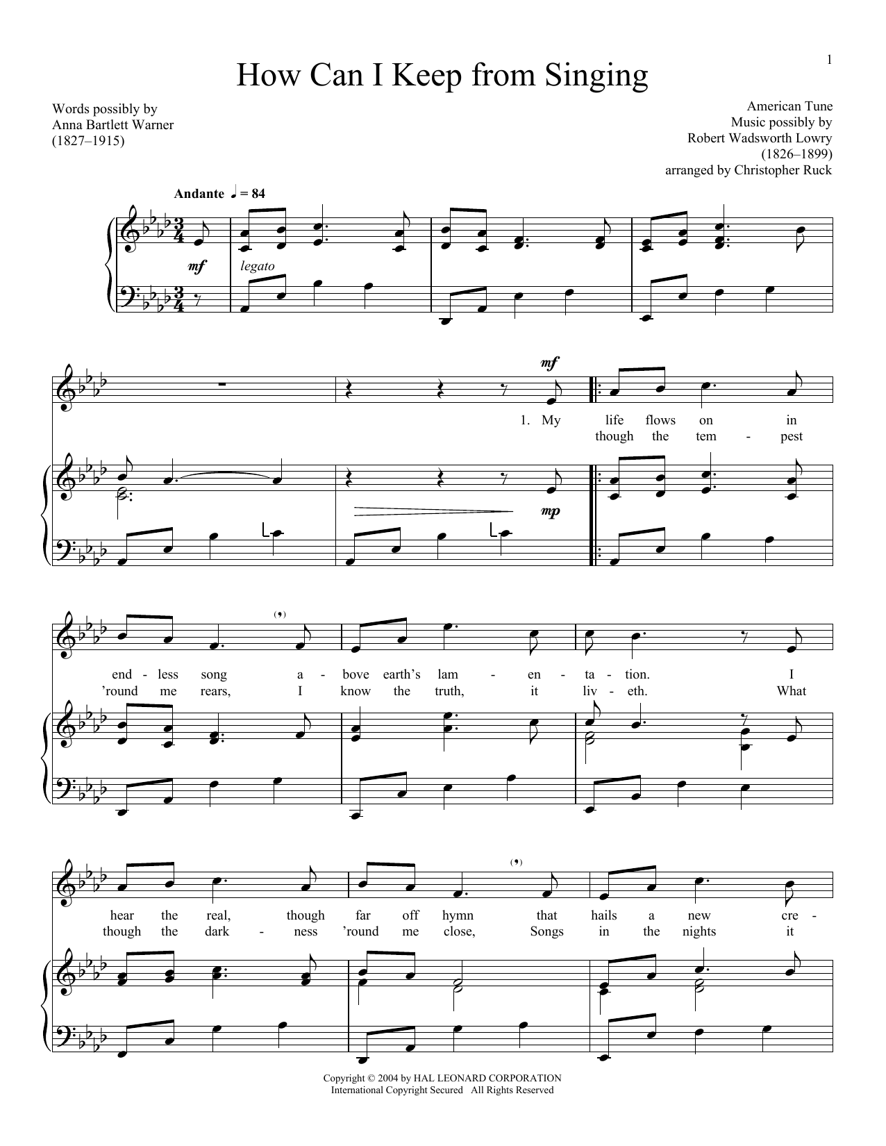 How Can I Keep From Singing? By Mark Hayes Free Sheet Music