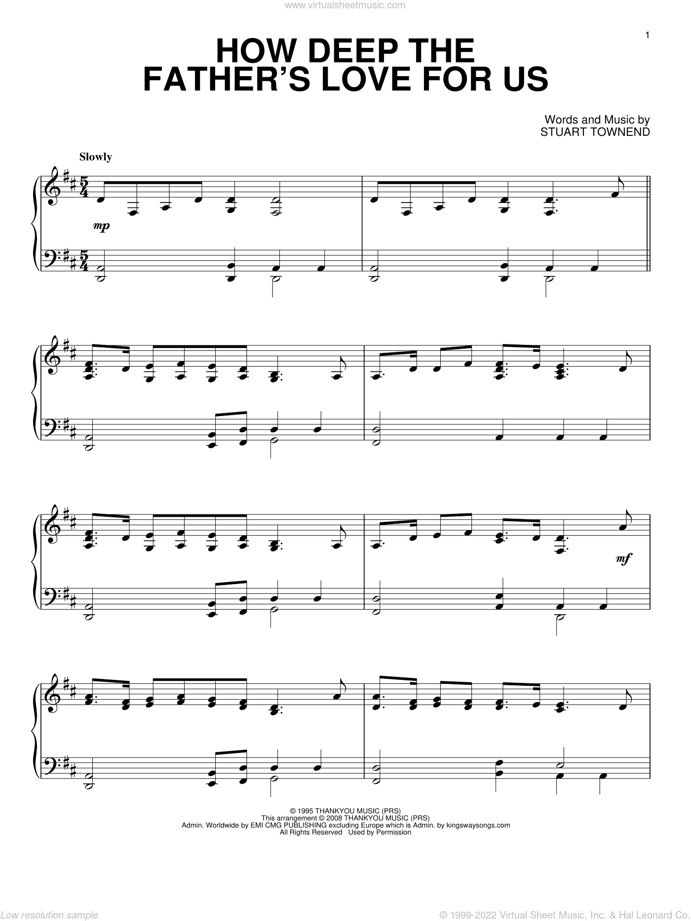 How Deep The Father's Love For Us By Stuart Townend Free Sheet Music