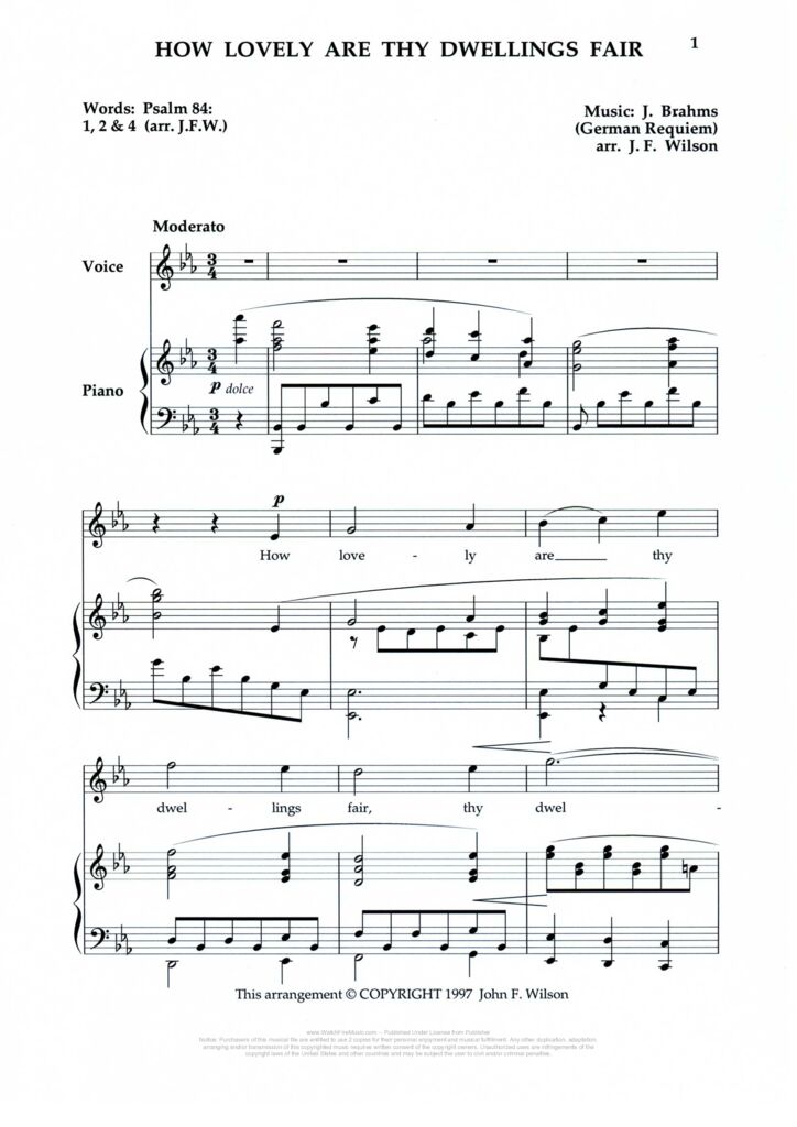 How Lovely Are Thy Dwellings Fair By Adrian Self Free Sheet Music