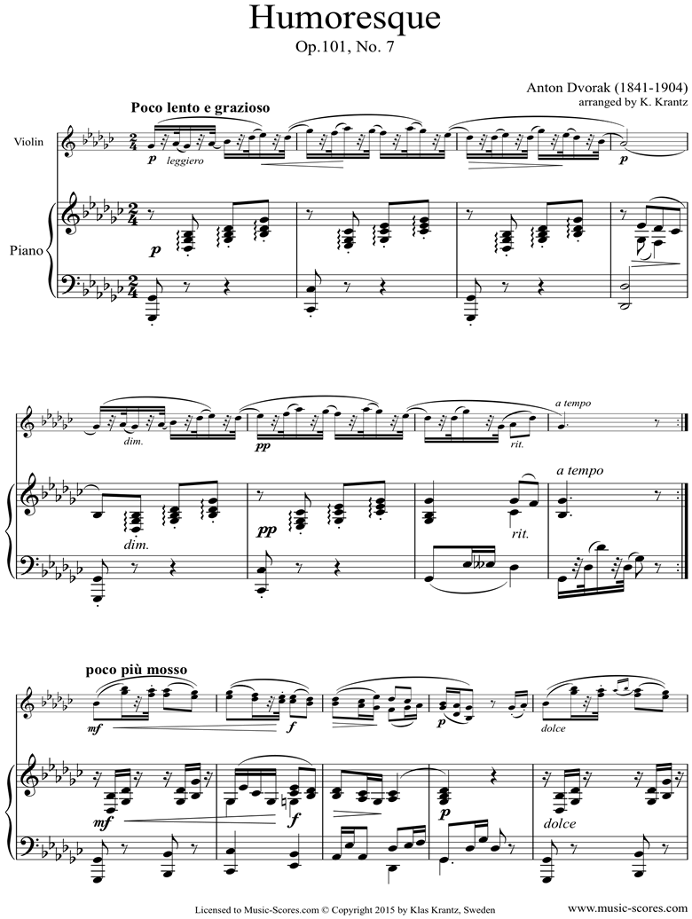 Humoresque For Violin And Piano By N Free Sheet Music