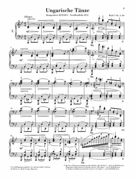 Hungarian Dances For Violin And Piano, Nos. 1--10 By Johannes Brahms Free Sheet Music