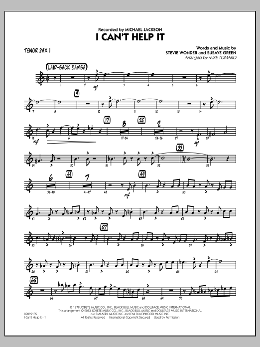 I Can't Help It - Tenor Sax 1 By Mike Tomaro Free Sheet Music