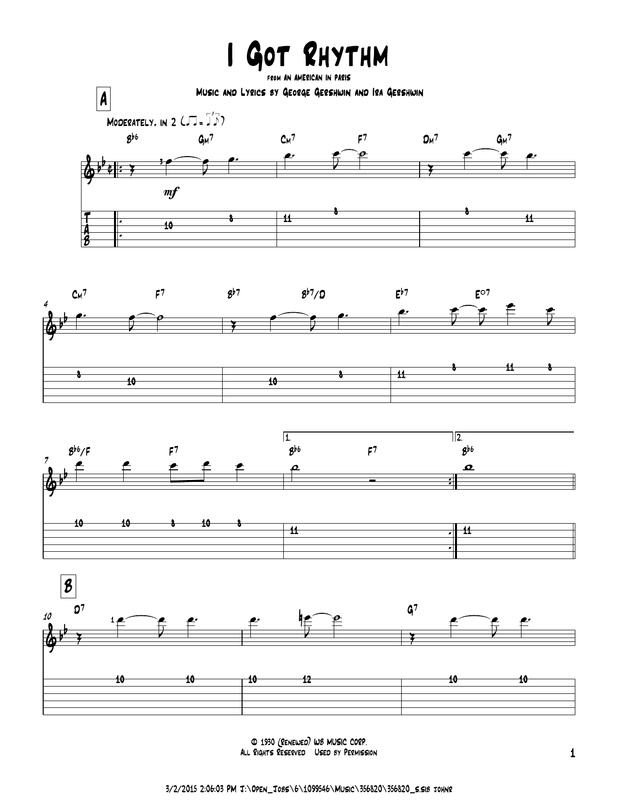 I Got Rhythm By George Gershwin Free Sheet Music