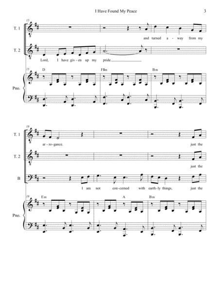 I Have Found My Peace (Vocal Trio - (TTB) By Stephen DeCesare Free Sheet Music