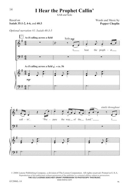 I Hear The Prophet Callin' By Pepper Choplin Free Sheet Music