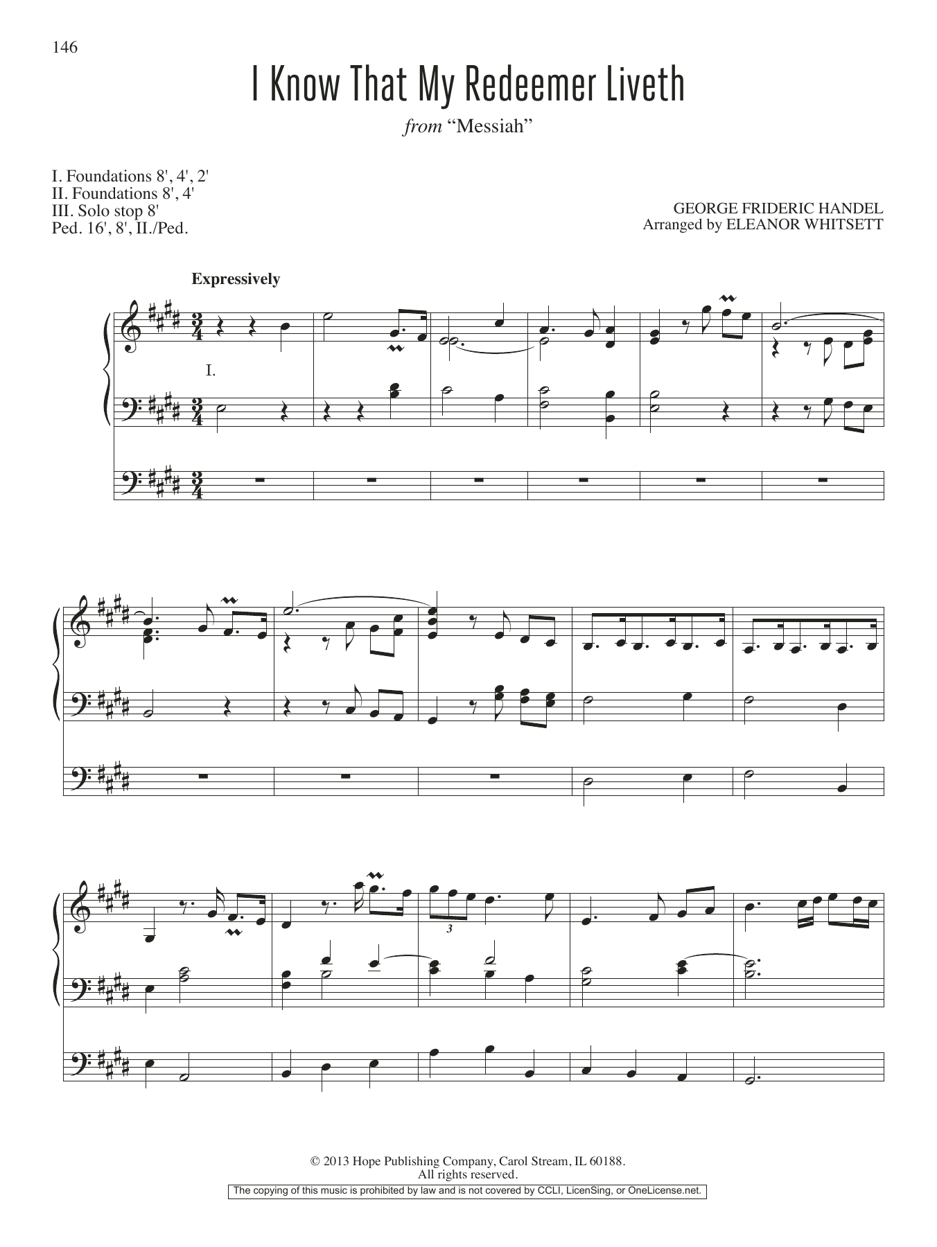 I Know That My Redeemer Liveth By George Frideric Handel Free Sheet Music