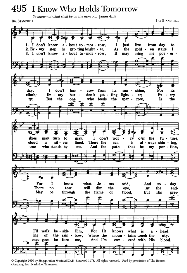 I Know Who Holds Tomorrow By Ira F. Stanphill Free Sheet Music