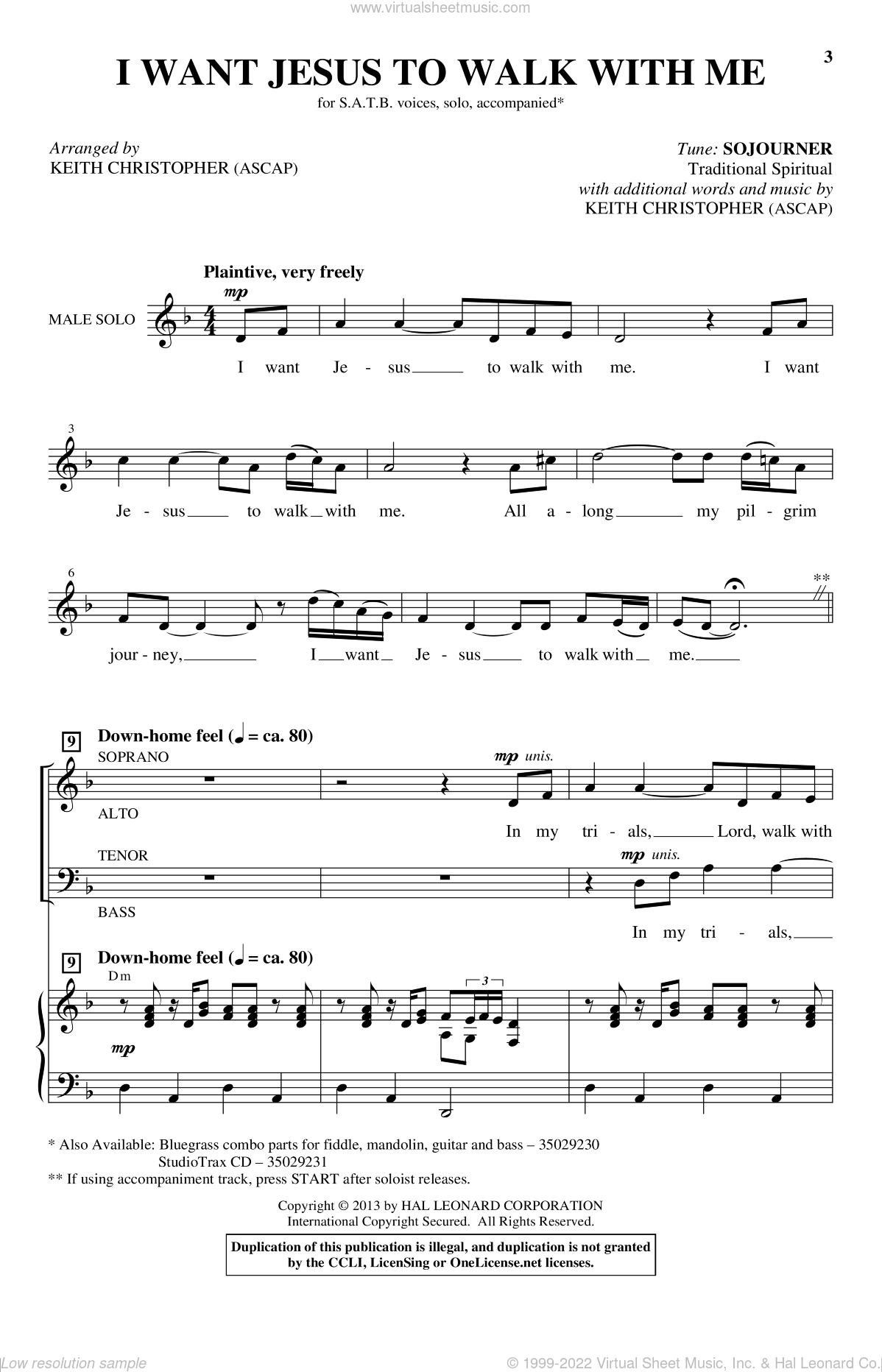 I Want Jesus To Walk With Me By Hal H Hopson Free Sheet Music