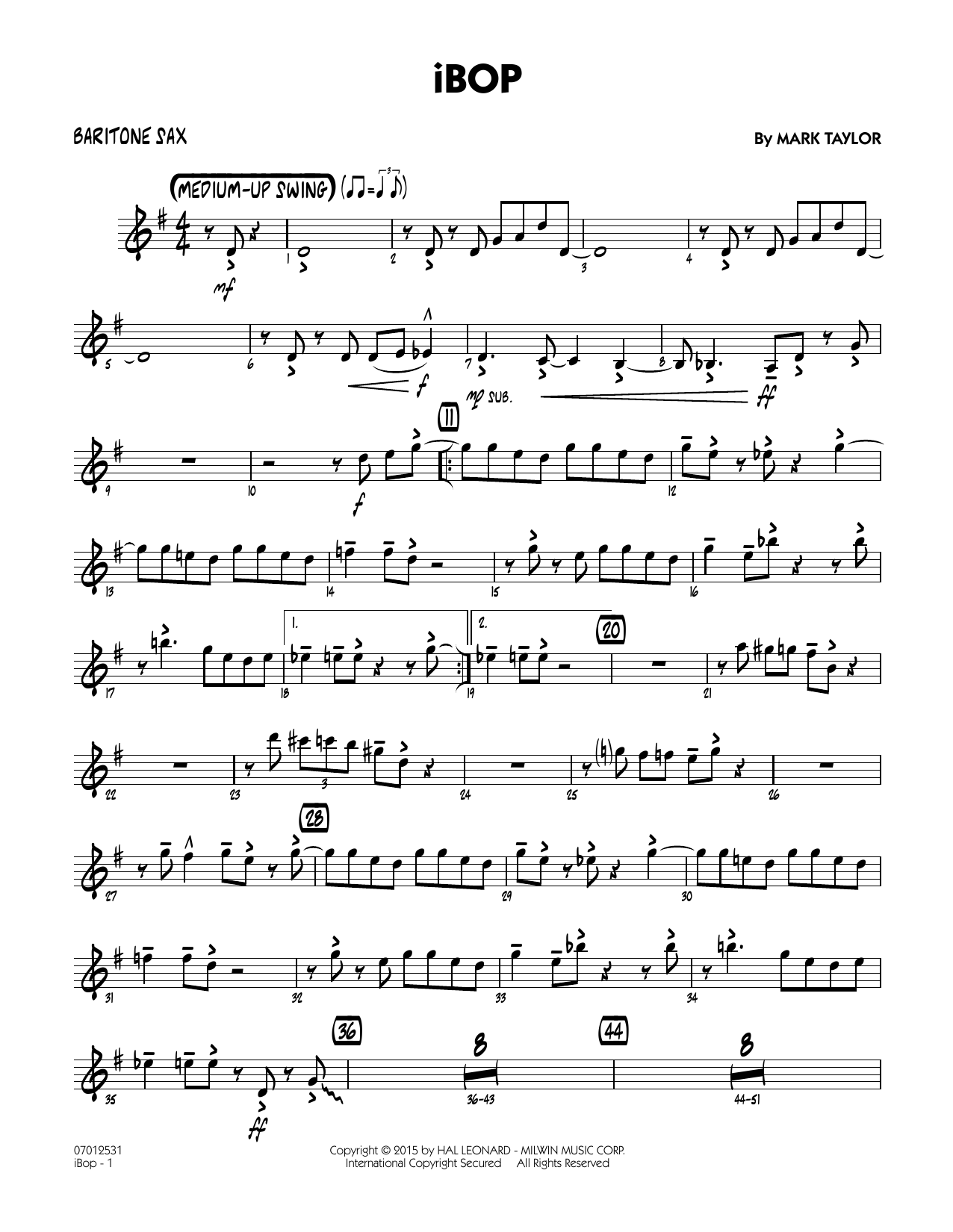 IBop - Baritone Sax By Mark Taylor Free Sheet Music