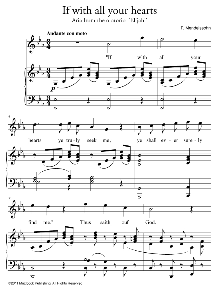 If With All Your Hearts - SAB - Longhurst By Felix Bartholdy Mendelssohn Free Sheet Music