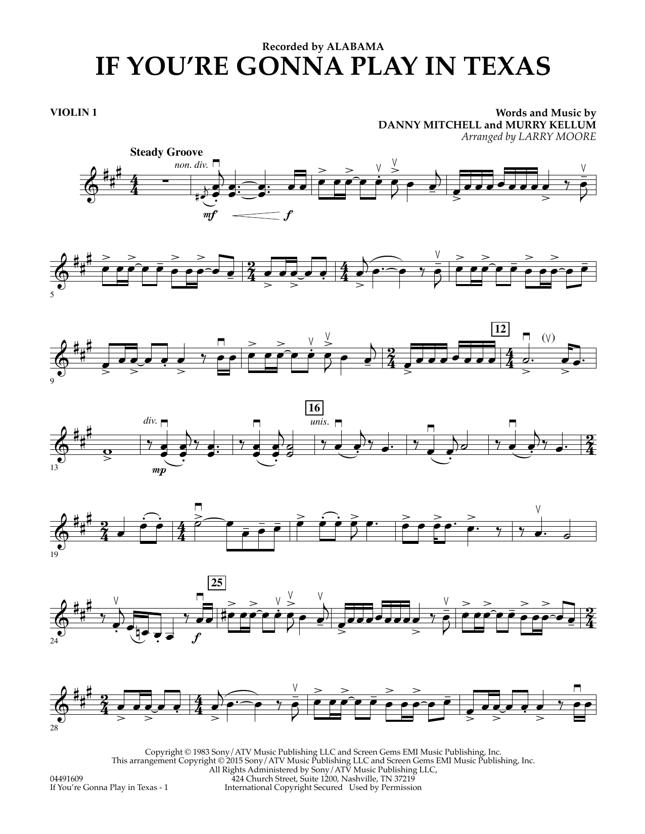 If You're Gonna Play In Texas (You Gotta Have A Fiddle In The Band) By Alabama Free Sheet Music