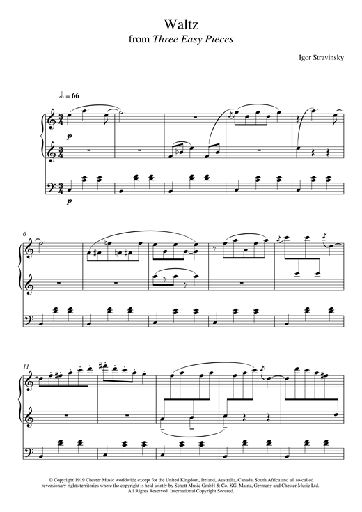 Igor Stravinsky: Three Easy Pieces By Igor Stravinsky Free Sheet Music