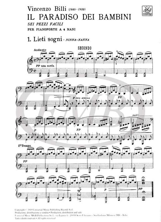 Il Paradiso Dei Bambini (6 Pezzi Facili) By Vincenzo Billi Free Sheet Music