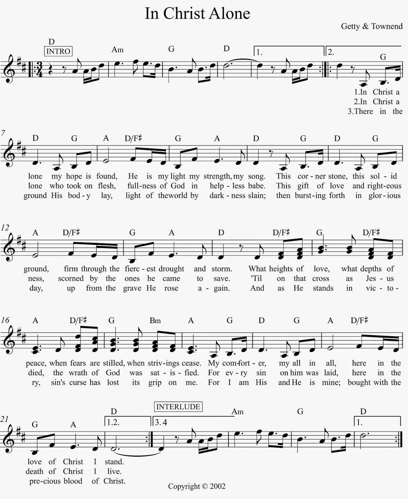 In Christ Alone By Keith Getty Free Sheet Music