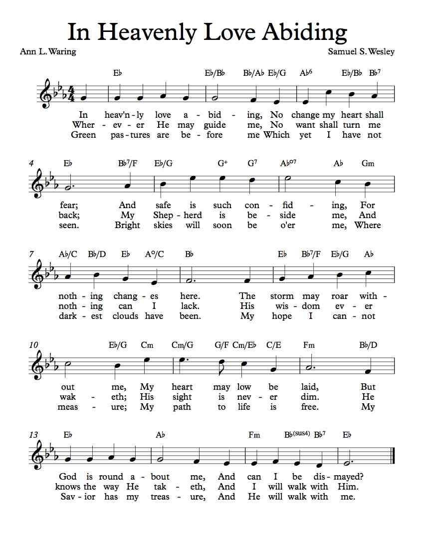 In Heavenly Love Abiding By Thomas Fettke Free Sheet Music