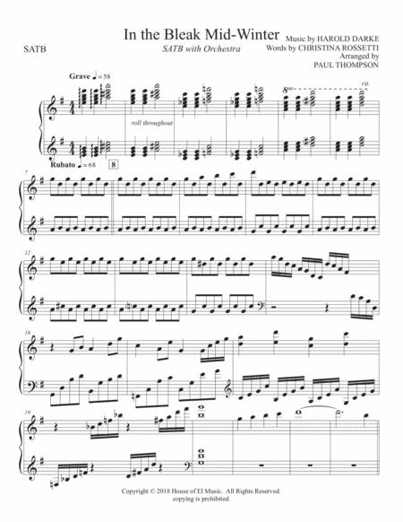 In The Bleak Mid-Winter - SATB With Optional Orchestra By Harold Darke Free Sheet Music