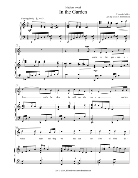 In The Garden (voice And Piano) By C. Austin Miles Free Sheet Music