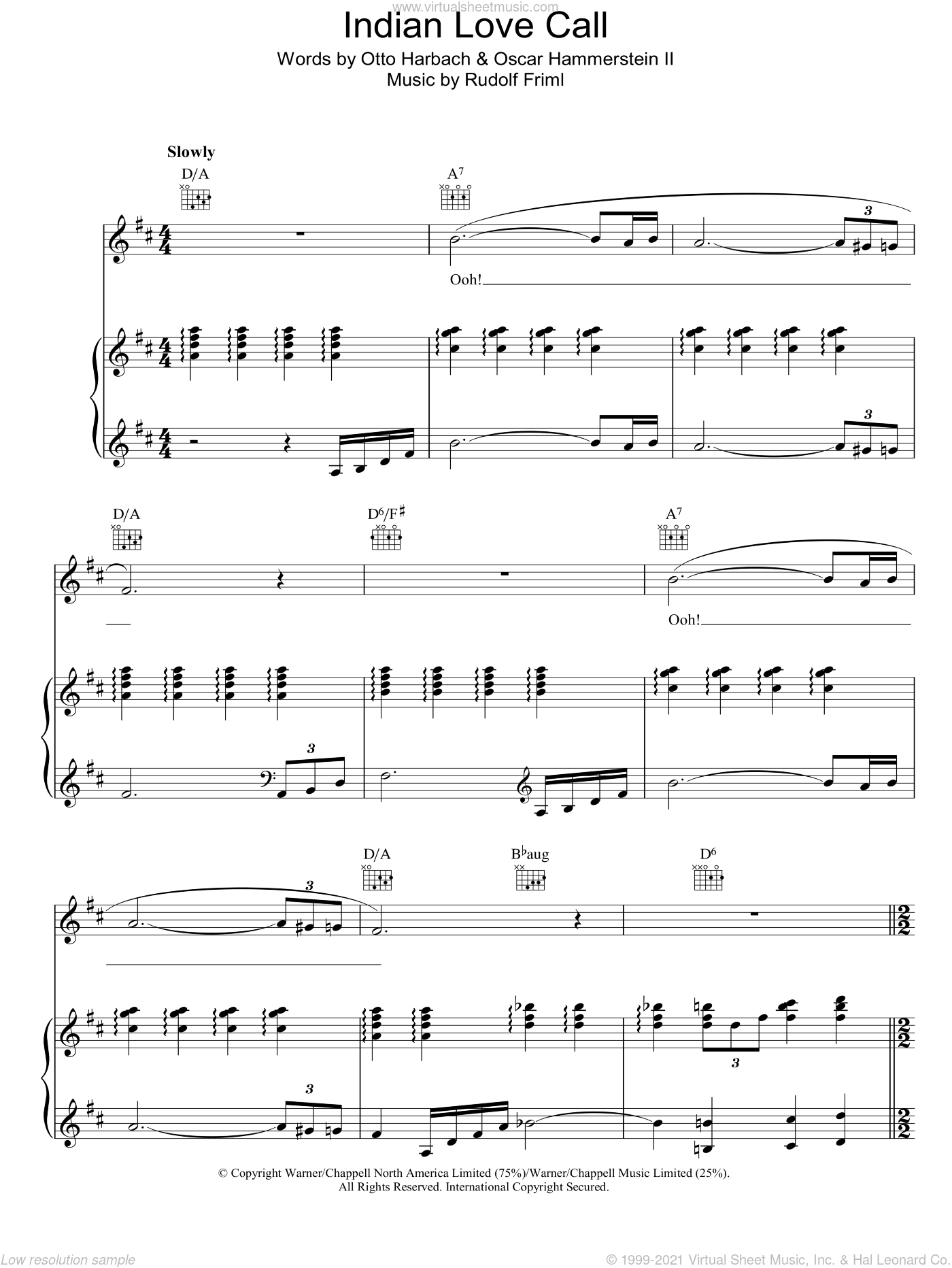 Indian Love Call By Rudolf Friml Free Sheet Music