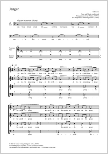 Janger By Avip Priatna, Augustinus Bambang Jusana Free Sheet Music