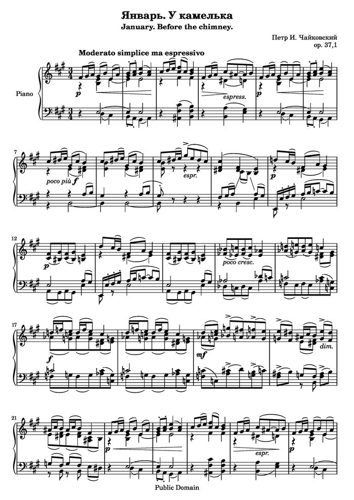 January (The Seasons) By Pyotr Tchaikovsky Free Sheet Music