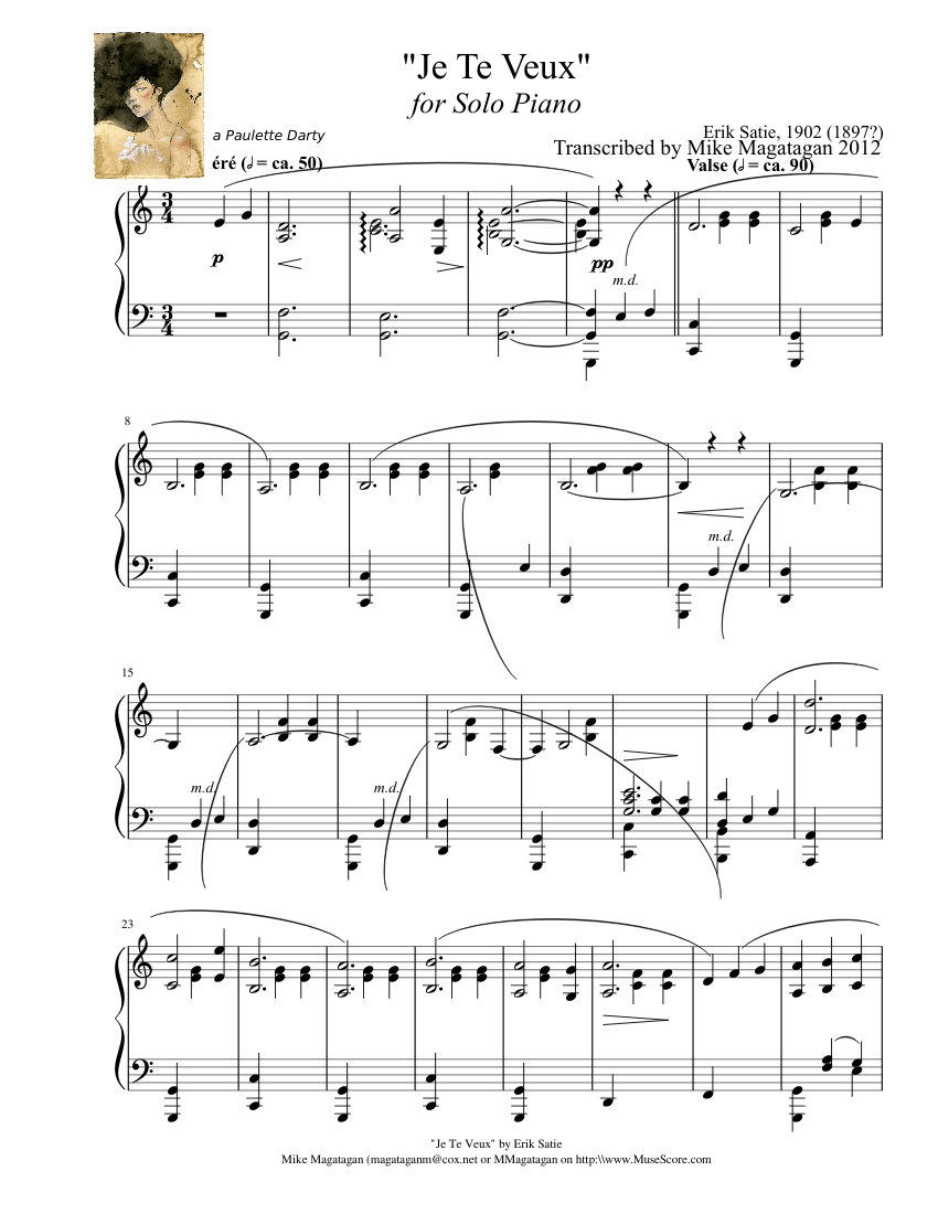 Je Te Veux - Romantic Piano Music Solo By Erik Satie Free Sheet Music