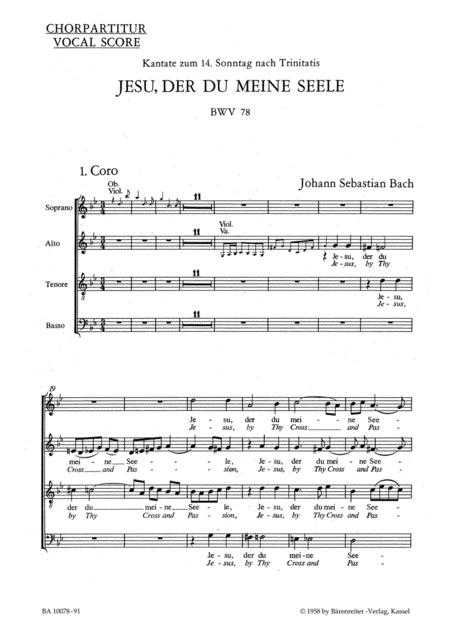 Jesu, By Thy Cross And Passion, BWV 78 By Johann Sebastian Bach Free Sheet Music