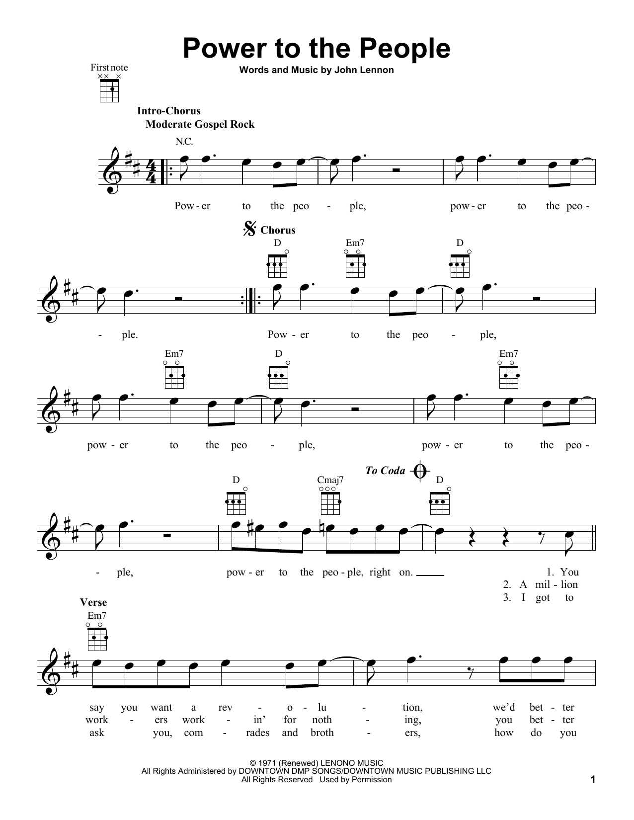 John Lennon - Power To The People: The Hits By John Lennon Free Sheet Music