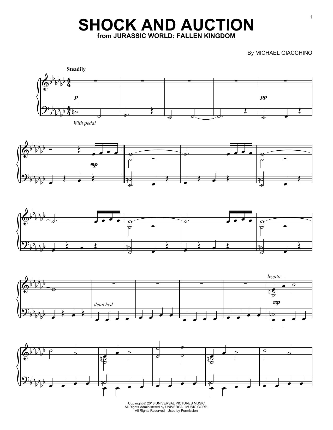 Jurassic World: Fallen Kingdom By Michael Giacchino Free Sheet Music