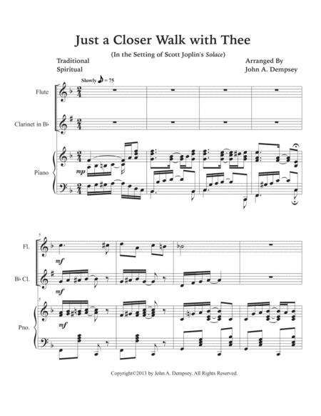 Just A Closer Walk With Thee (Trio For Flute, Clarinet And Piano) By Traditional Spiritual, Scott Joplin Free Sheet Music