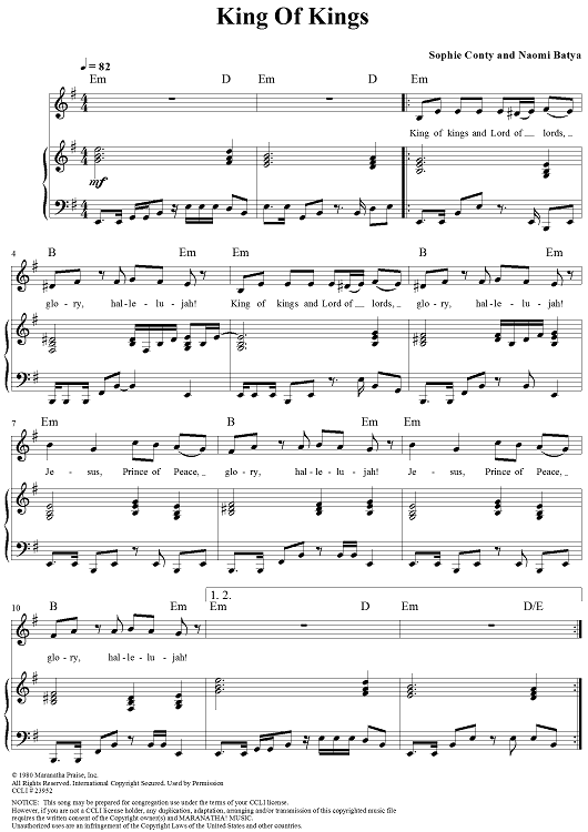 King Of Kings By Hillsong Worship Free Sheet Music