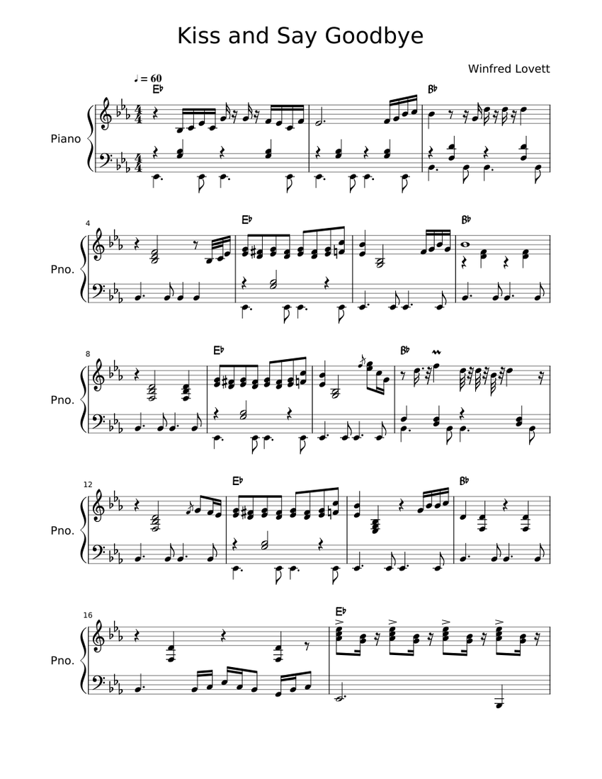 Kiss And Say Goodbye By The Manhattans Free Sheet Music