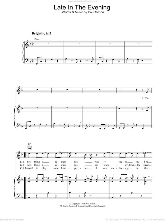 Later The Same Evening By John Musto Free Sheet Music