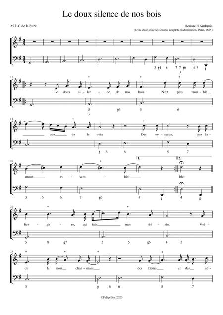 Le Doux Silence De Nos Bois By Honoré D'Ambruis Free Sheet Music