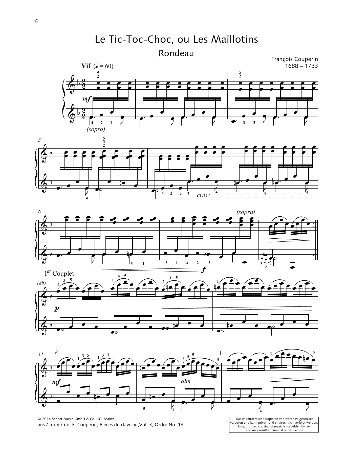 Le Tic Toc Choc By Franç Free Sheet Music