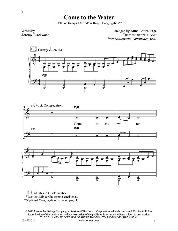 Lead Us To The Water By Tom Kendzia Free Sheet Music