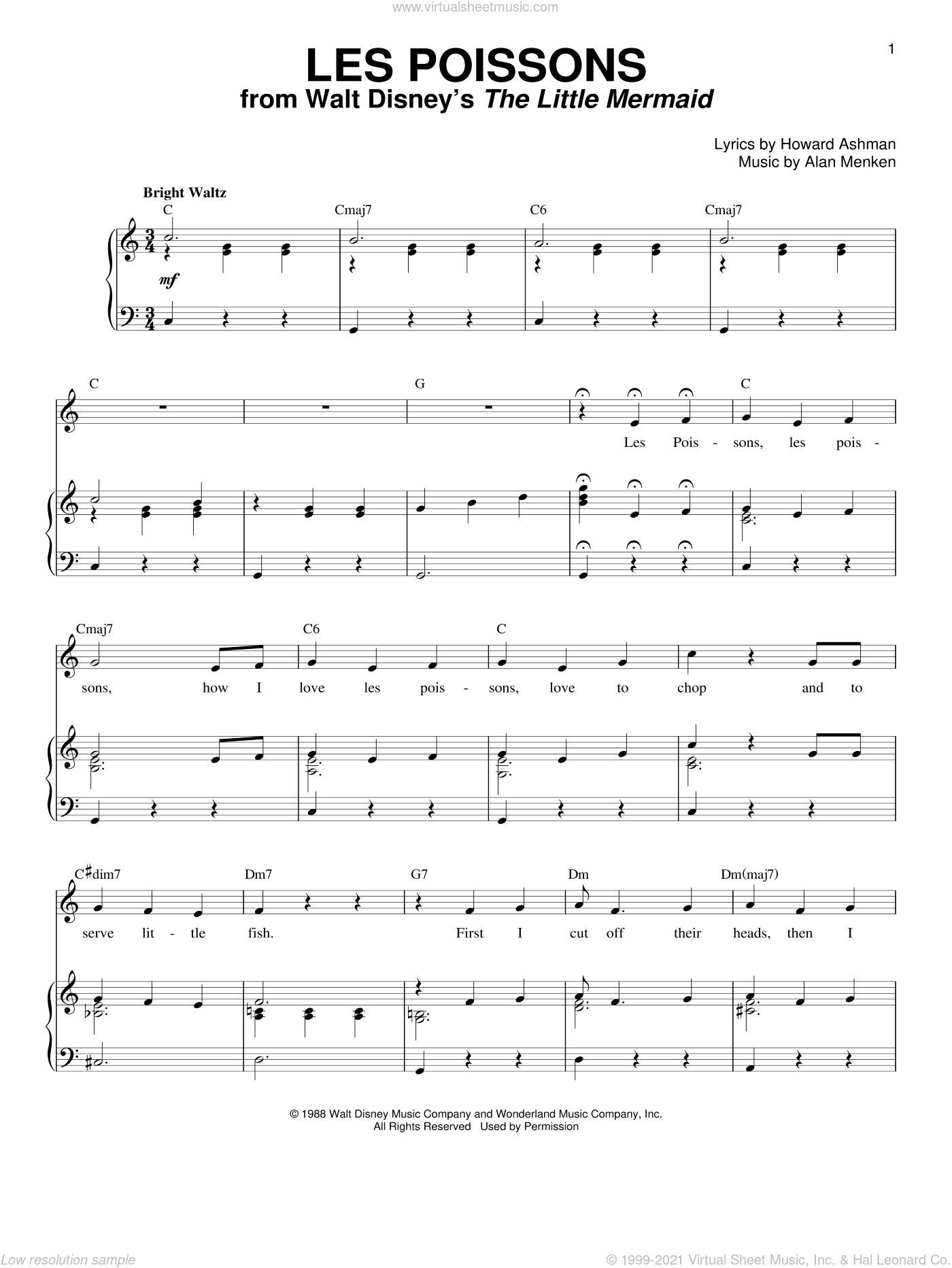 Les Poissons (from The Little Mermaid) By The Little Mermaid (Movie) Free Sheet Music