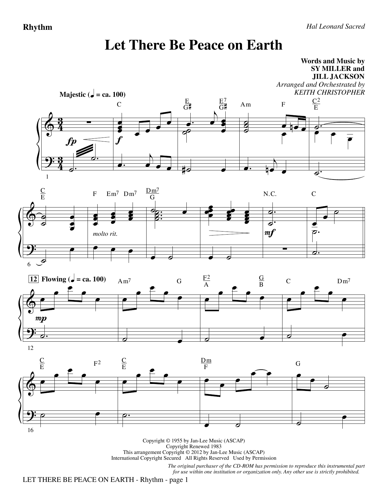 Let There Be Peace On Earth By Jill Jackson Free Sheet Music