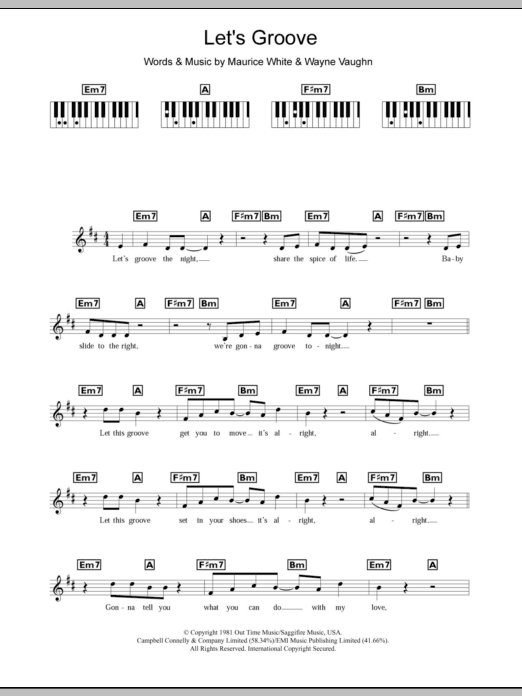 Let's Groove By Earth Wind And Fire Free Sheet Music