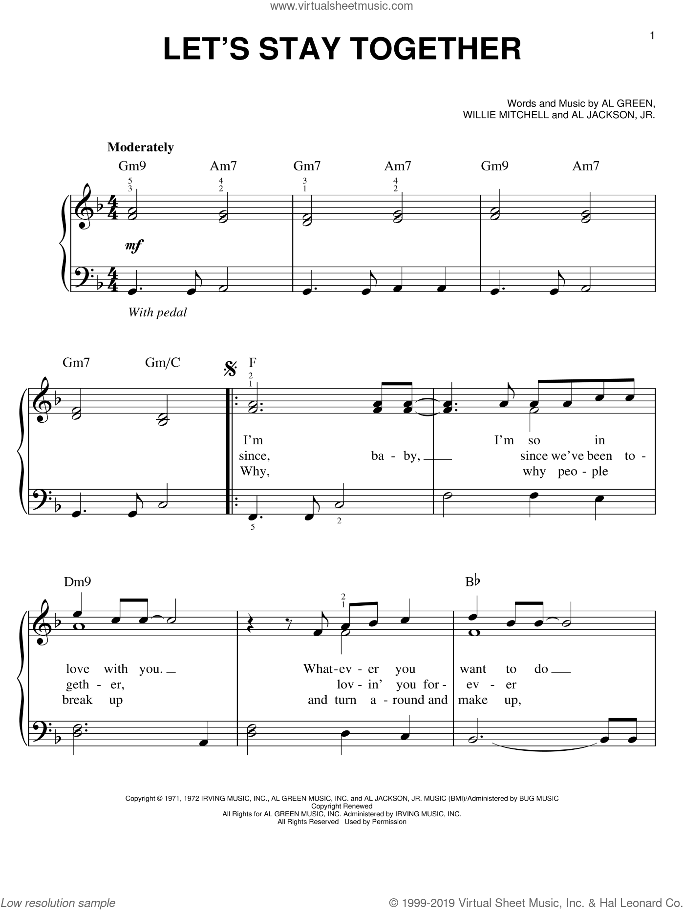 Let's Stay Together By Al Green Free Sheet Music