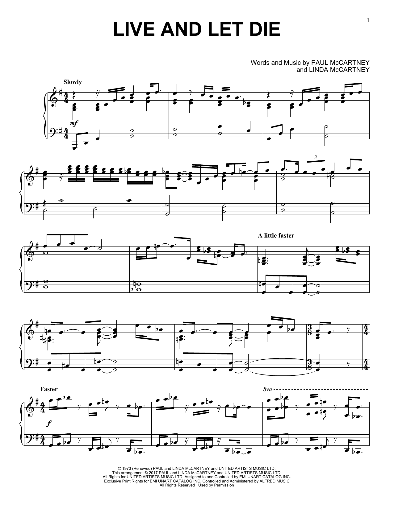 Live And Let Die By Wings Free Sheet Music