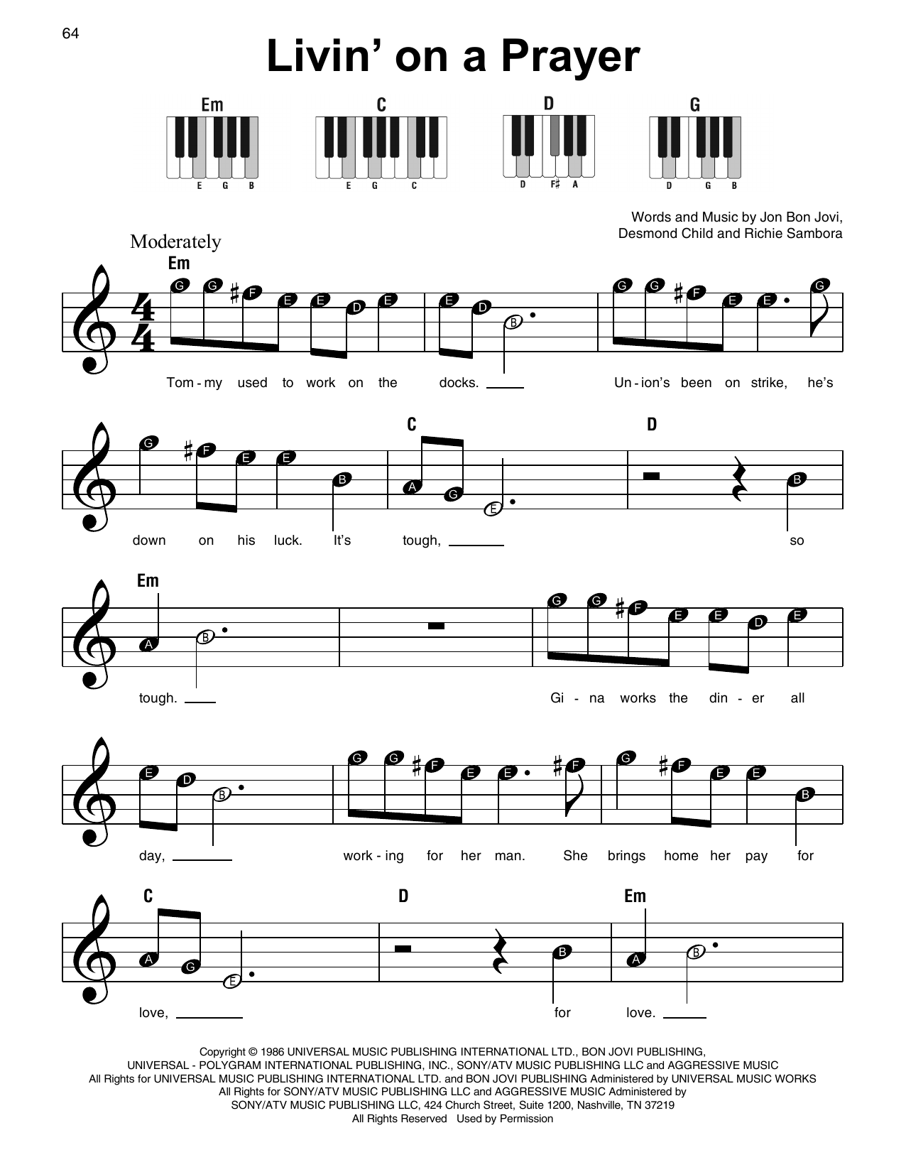 Livin' On A Prayer By Glee Cast (Mashup With 782170) Free Sheet Music