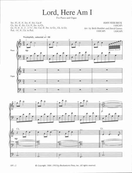 Lord, Here Am I Organ And Piano Duet By John Ness Beck Free Sheet Music