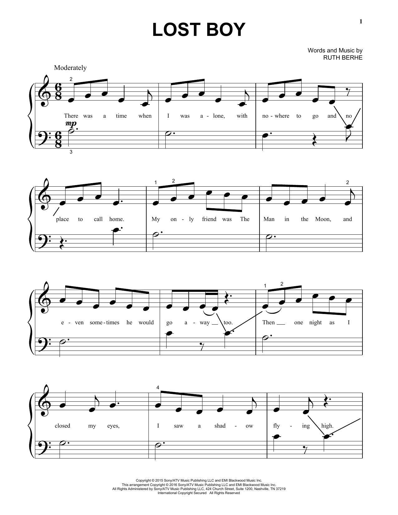 Lost Boy By Ruth B Free Sheet Music