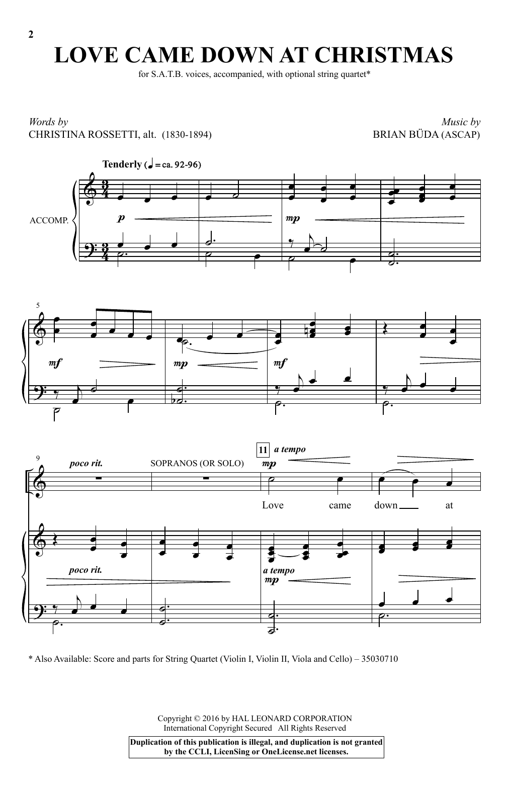 Love Came Down At Christmas By Richard Robert Rossi Free Sheet Music