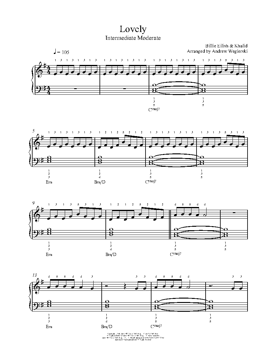 Lovely By Billie Eilish Free Sheet Music